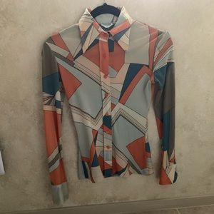 Vintage 70s HUK A POO Abstract Print Shirt size S